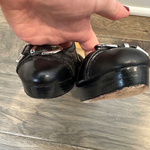 Coach Black & Brown Subtle Reptile Print Platform Almond Toe Heels - Size 7 EUC - Picture 5 of 8